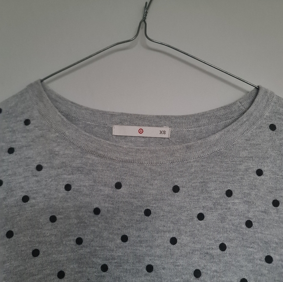 Grey Black Dot Top Shirt Cardigan Sweater Oversize Longsleeve Long - Picture 4 of 5